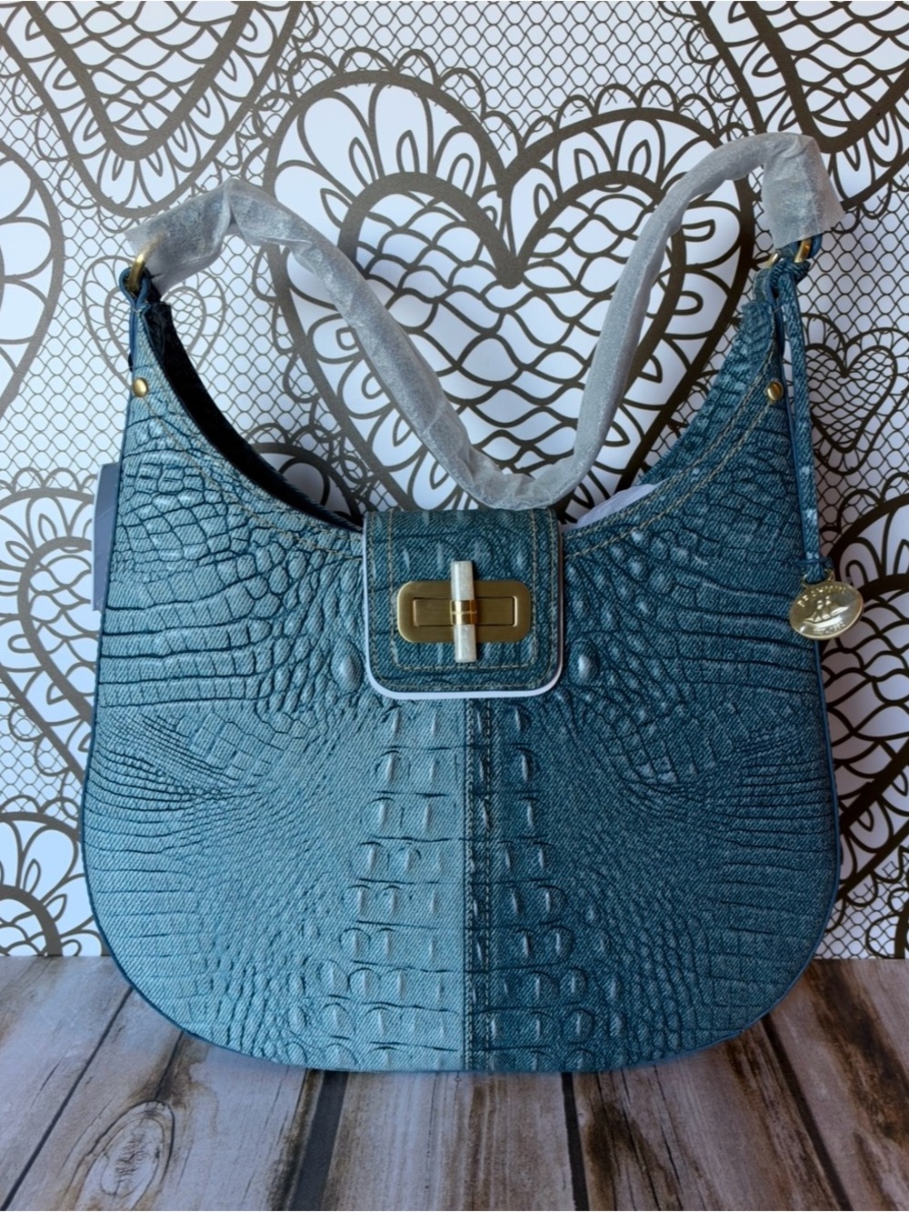 Adorable bag !! Brahmin Fallon Denim Secour NWT Soft Leather Jeans $355